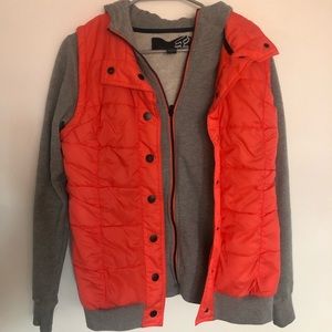 FOX Coral & Grey Hoodie Vest